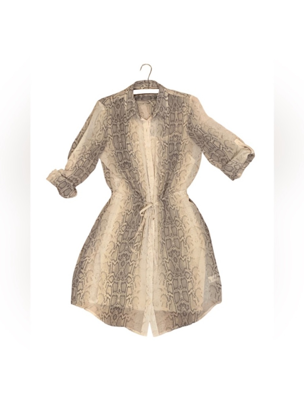 Old Navy Sheer Snakeskin Print Shirt Dress with Slip